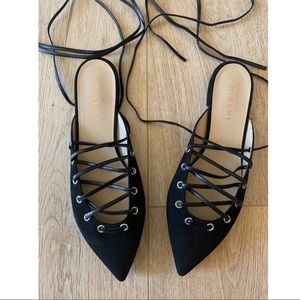 M Gemi shoes, suede, ankle tie, size 41